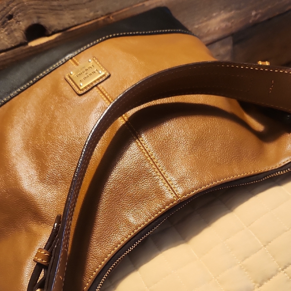 Dooney & Bourke Brown & Black Leather Hobo Bag Needs TLC - Picture 6 of 16
